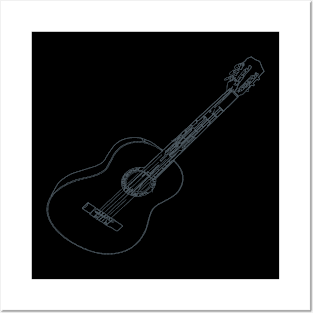 Classic guitar lineart Posters and Art